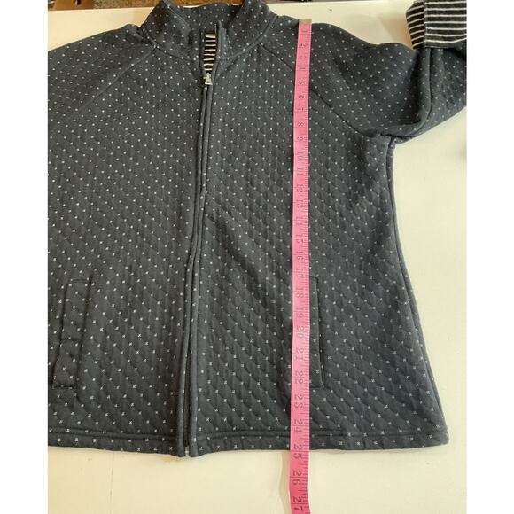 Croft & Barrow Navy & White Quilted Knit Jacket Women’s Petite Large Full Zip - Picture 4 of 7